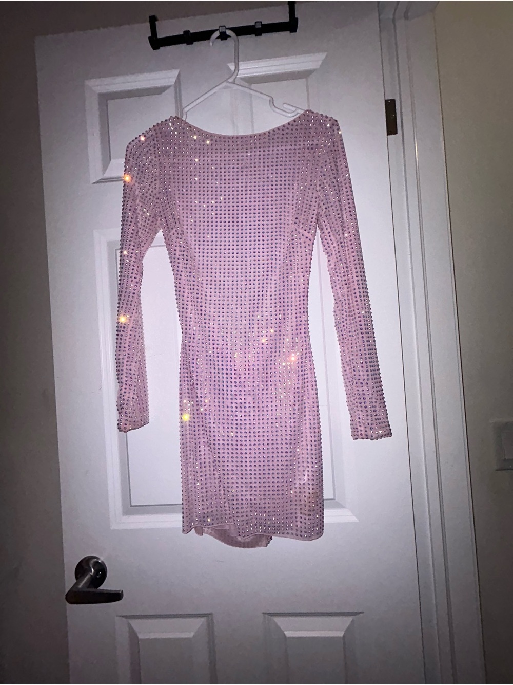 Oh Polly Pink Sequin Long-Sleeve Mini Dress